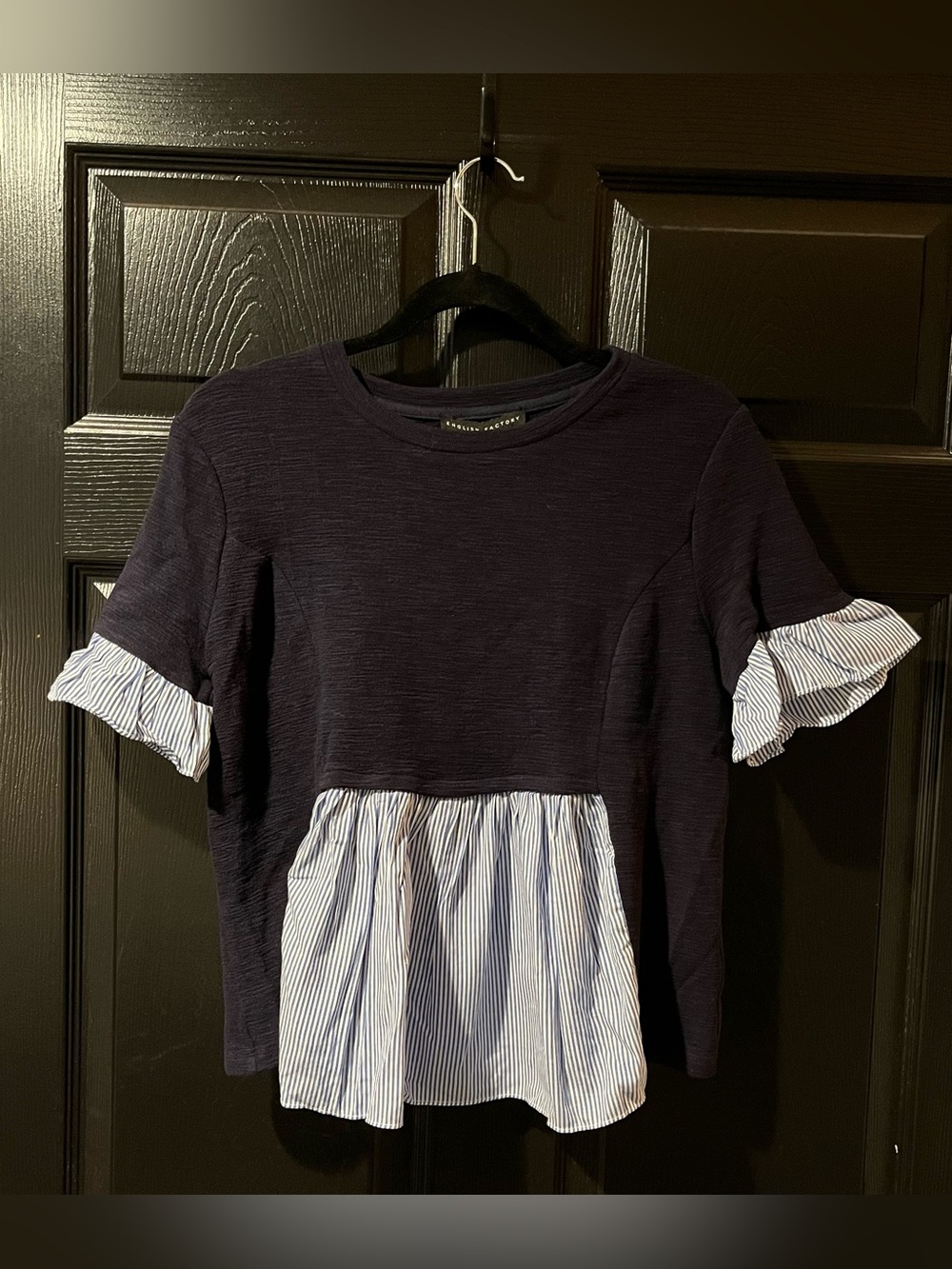 NEW English Factory Striped Contrast Baby Doll Top NWT